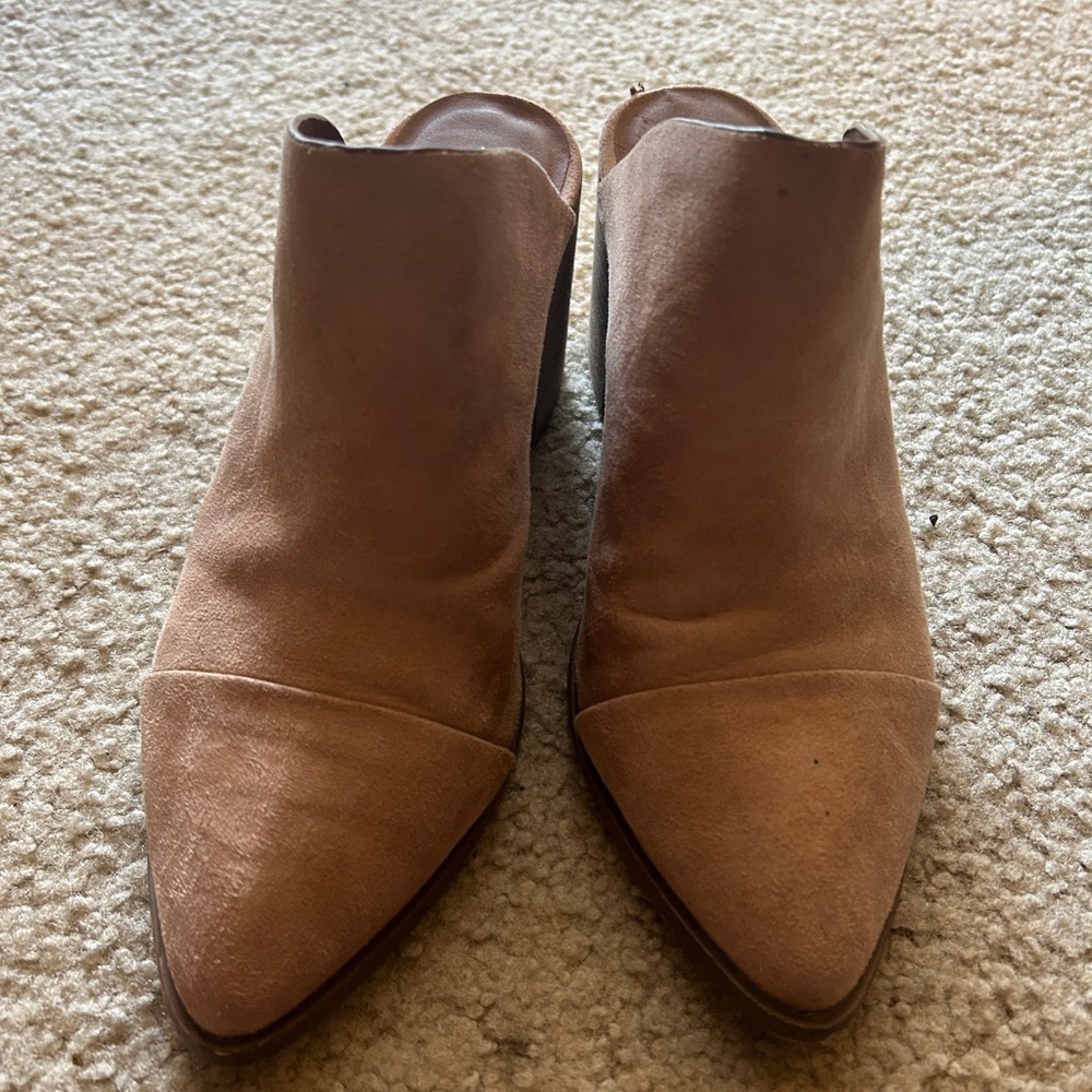 Report Tan Suede Mules Booties Size 9